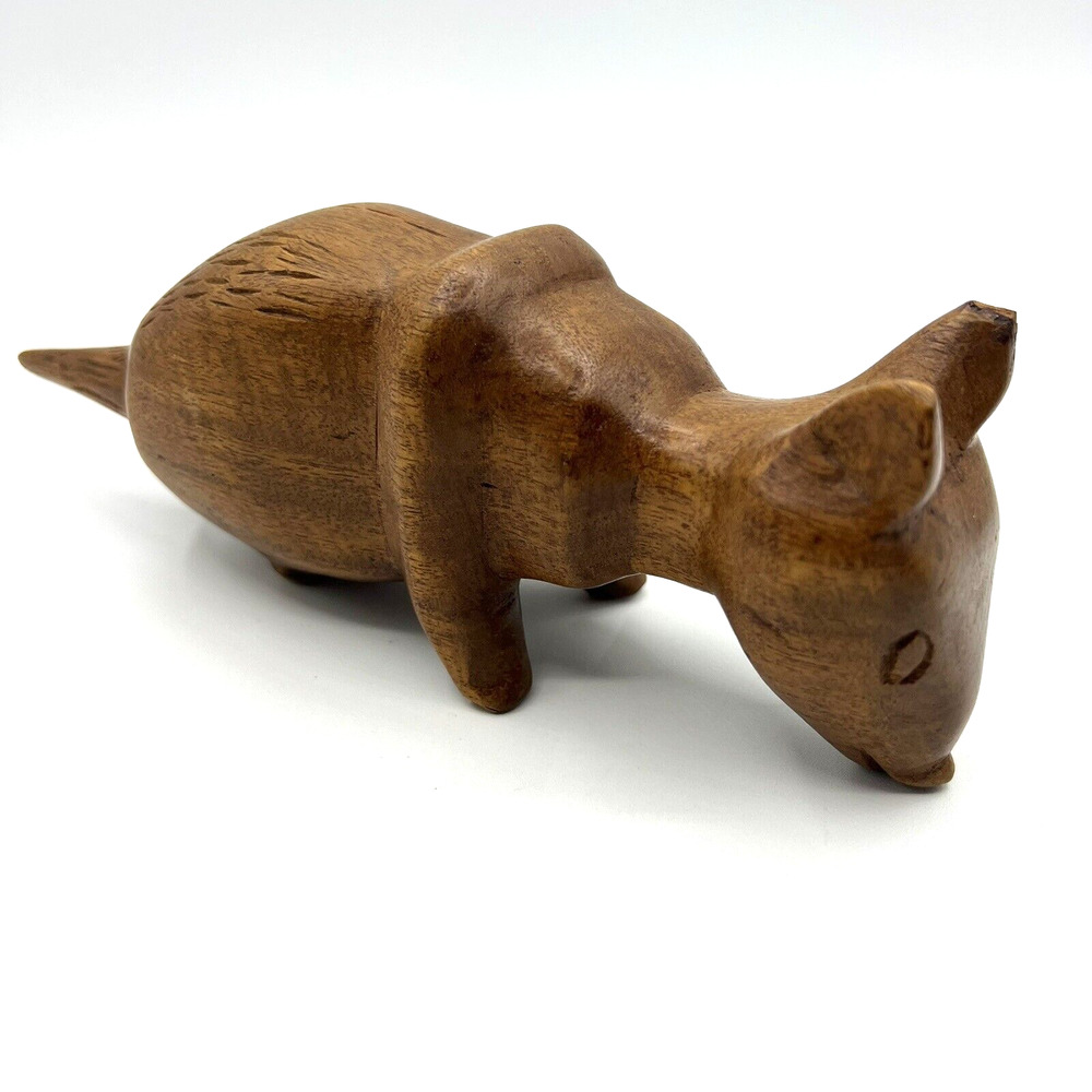 Vintage Hand Carved Wood Aardvark Figurine Scupture, Folk Art Home Decor READ